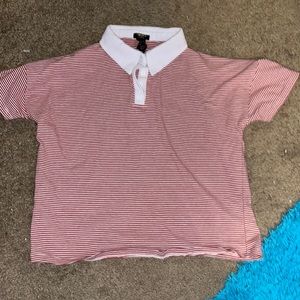 Red and white stripes Forever 21 collard shirt